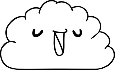 line drawing kawaii weather rain cloud