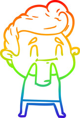 rainbow gradient line drawing happy cartoon man