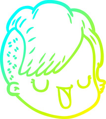 Obraz premium cold gradient line drawing cartoon female face