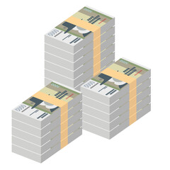 Iceland Krona Vector Illustration. Icelandic money set bundle banknotes. Paper money 5000 ISK. Flat style. Isolated on white background. Simple minimal design.
