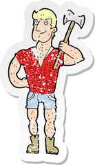 retro distressed sticker of a cartoon lumberjack
