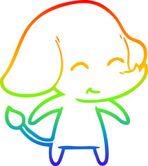 rainbow gradient line drawing cute cartoon elephant