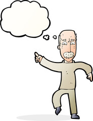 cartoon angry old man with thought bubble