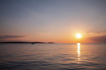Fototapeta premium Calm seascape during picturesque sunset