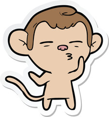 sticker of a cartoon suspicious monkey