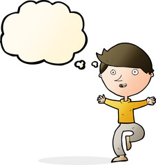 cartoon excited man with thought bubble