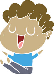 laughing flat color style cartoon man