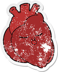 distressed sticker of a cartoon heart