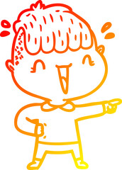 warm gradient line drawing cartoon happy boy surprised