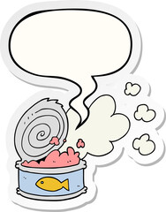 cartoon smelly can of fish and speech bubble sticker