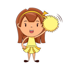 Cheerleader girl, cheering up, raising hand