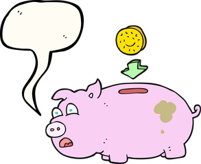 speech bubble cartoon piggy bank