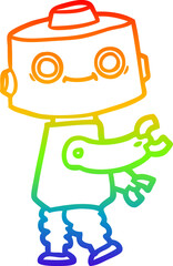 rainbow gradient line drawing cartoon robot