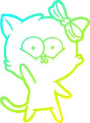 cold gradient line drawing cartoon cat