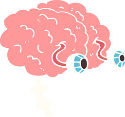 flat color illustration of a cartoon brain