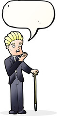 cartoon shocked gentleman with speech bubble