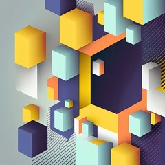 Obraz premium Abstract geometric background, collection of shapes and shadows. Generative AI