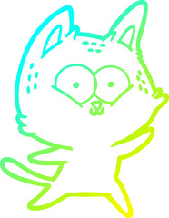 cold gradient line drawing cartoon cat