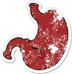 distressed sticker of a cartoon stomach