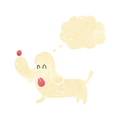 cartoon happy dog with thought bubble