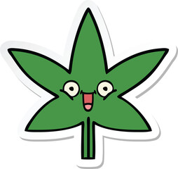 sticker of a cute cartoon marijuana leaf