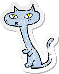 retro distressed sticker of a cartoon cat