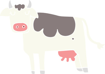 flat color style cartoon cow