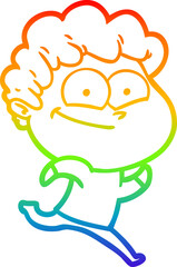 rainbow gradient line drawing cartoon happy man
