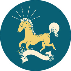 icon of tattoo style prancing stallion