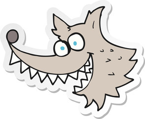 sticker of a cartoon crazy wolf