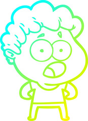 cold gradient line drawing cartoon man gasping in surprise