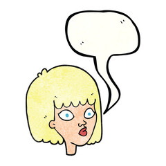 speech bubble textured cartoon female face