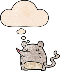 cartoon mouse and thought bubble in grunge texture pattern style