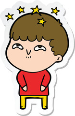 Obraz premium sticker of a cartoon amazed boy