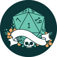 natural one d20 dice roll icon
