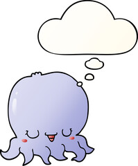 cartoon jellyfish and thought bubble in smooth gradient style