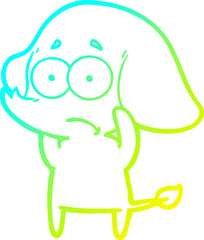 cold gradient line drawing cartoon unsure elephant