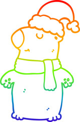 rainbow gradient line drawing cute cartoon christmas bear