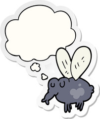 cartoon fly and thought bubble as a printed sticker