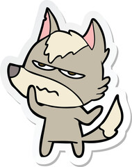 sticker of a cartoon annoyed wolf