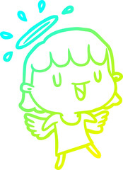 cold gradient line drawing cute angel