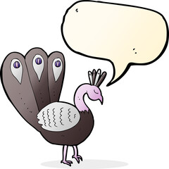 cartoon peacock with speech bubble