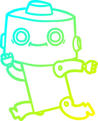 cold gradient line drawing cartoon robot