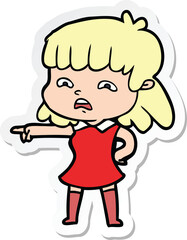 sticker of a cartoon worried woman