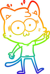 rainbow gradient line drawing cartoon surprised cat