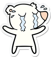 sticker of a cartoon crying polar bear
