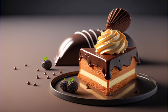 Tasty birthday cake, super photo realistic background, generative ai