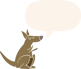 cartoon kangaroo and speech bubble in retro style