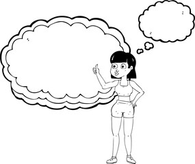 thought bubble cartoon gym woman