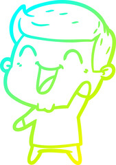 cold gradient line drawing cartoon man laughing